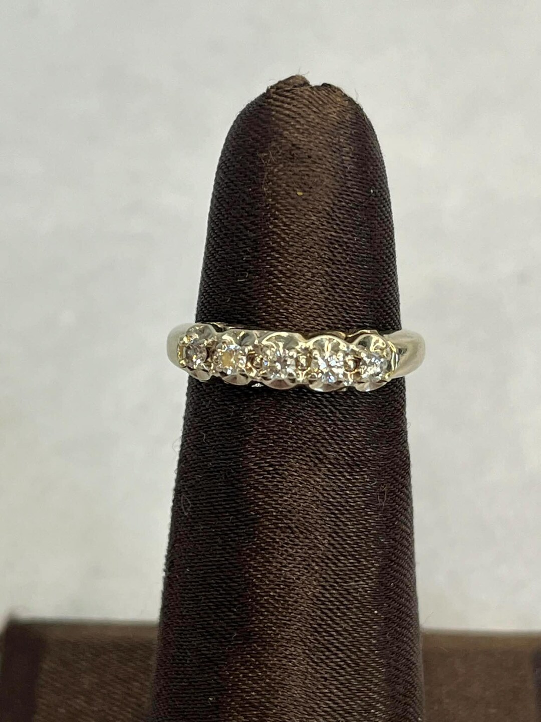 Vintage 14k White Gold Five Diamond Wedding Band - Size 5 - Etsy