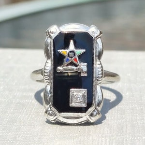 Matron Order of the Eastern Star Ring 10k white gold size 6 3/4