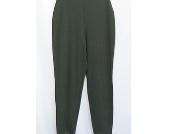 Vintage Stirrup Pants Metropolitan New York Size Medium Olive Green 1960s Retro Stretch High Waist