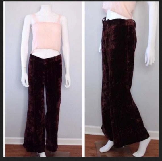 Vintage Velvet Wide Leg Pants Hippie Boho Festiva… - image 1