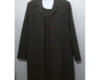 Vintage Dress Jacket 2 Piece Long Coat Sleeveless Dress Pride & Joy 80's