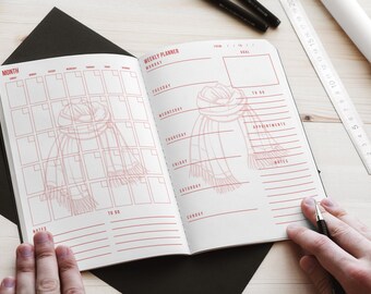 Passion & Love Themed Planner: Heart Hands Design - Monthly, Weekly, Daily, Trackers - PDF Download