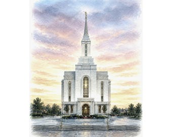 Lindon Utah Temple | Fine Art LDS Temple Print | Religious Watercolor Artwork | Peaceful Church Gift
