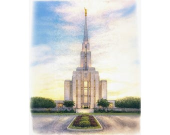 Oquirrh Mountain Utah Temple Print | Fine Art Watercolor