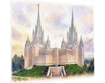 San Diego Temple | Fine Art LDS Temple Print | Religious Watercolor Artwork | Peaceful Church Gift