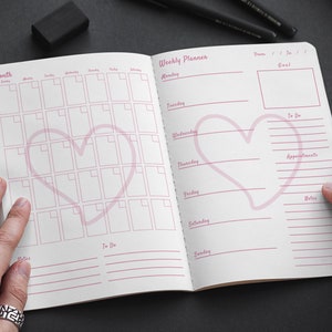 Romance Inspired Planner: Heart Design - Monthly, Weekly, Daily, Trackers - PDF Download