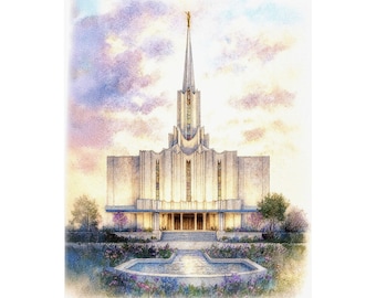 Jordan River Utah Temple Print | Fine Art Watercolor LDS Artwork