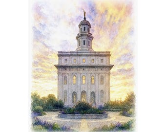 Nauvoo Temple | Fine Art LDS Temple Print | Religious Watercolor Artwork | Peaceful Church Gift
