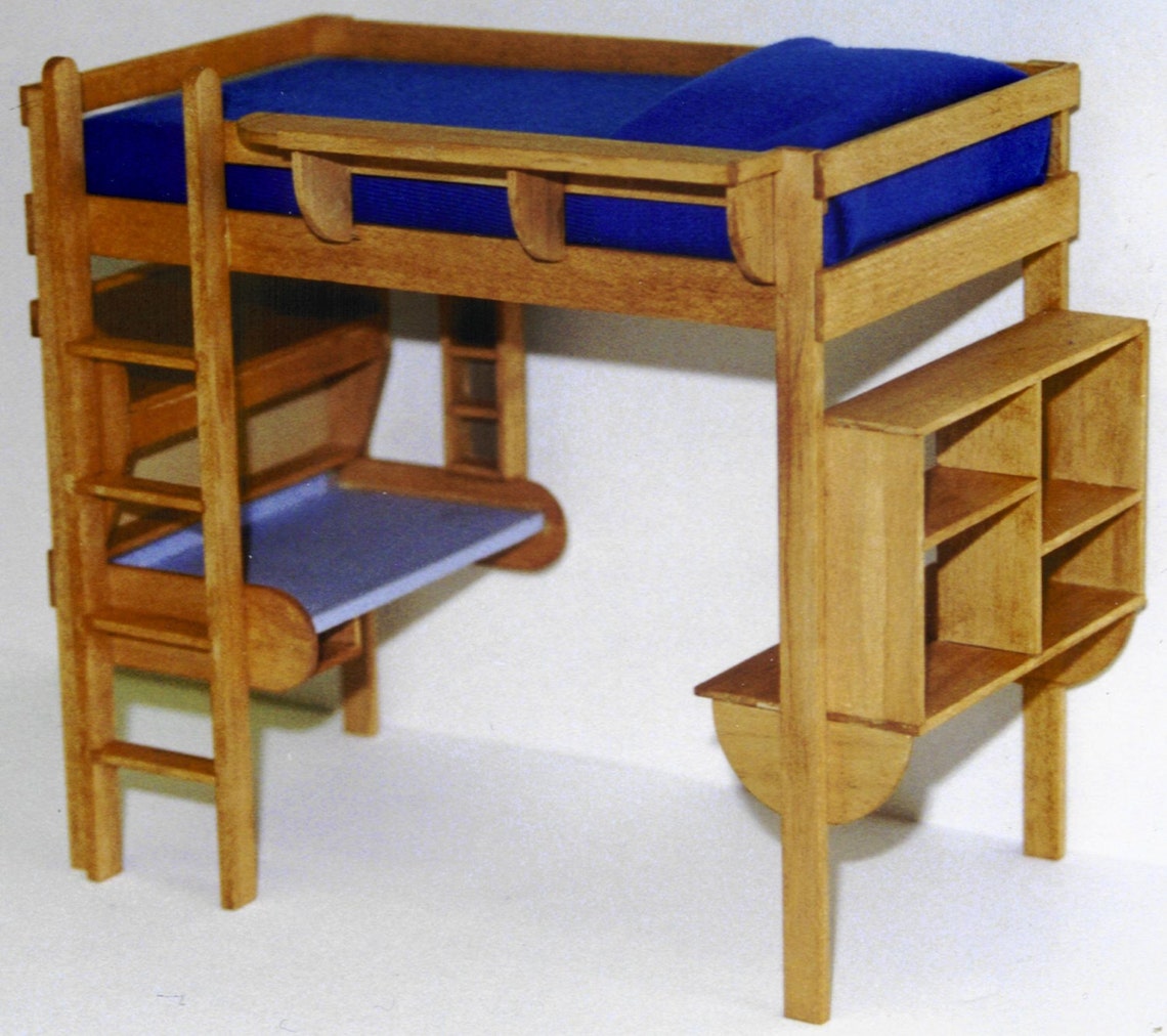 CHILDREN'S LOFT BED With Desk and Storage Woodworking Furniture Plans