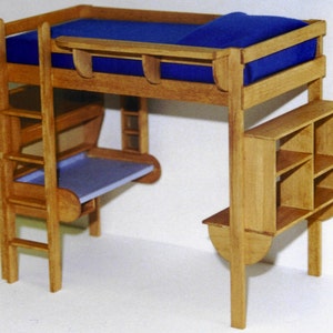 CHILDREN'S LOFT BED with desk and storage woodworking furniture plans