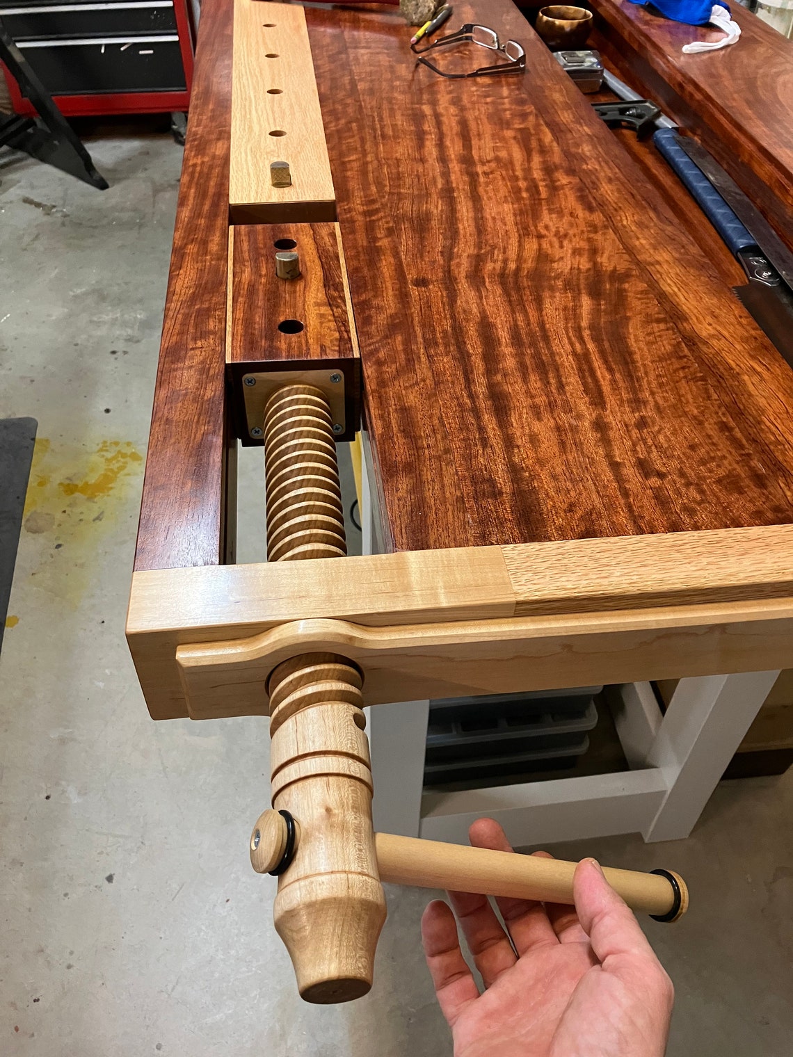 Wood Vise Kit Wood Vise Screw Wooden Threaded Rod Clamp Press Handle