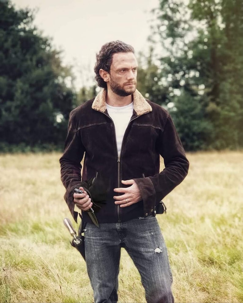 Braune Wildlederjacke von Suzahdi Größen XS 5XL Auf Bestellung Inspiriert von Rick Grimes TBT Style Bild 5