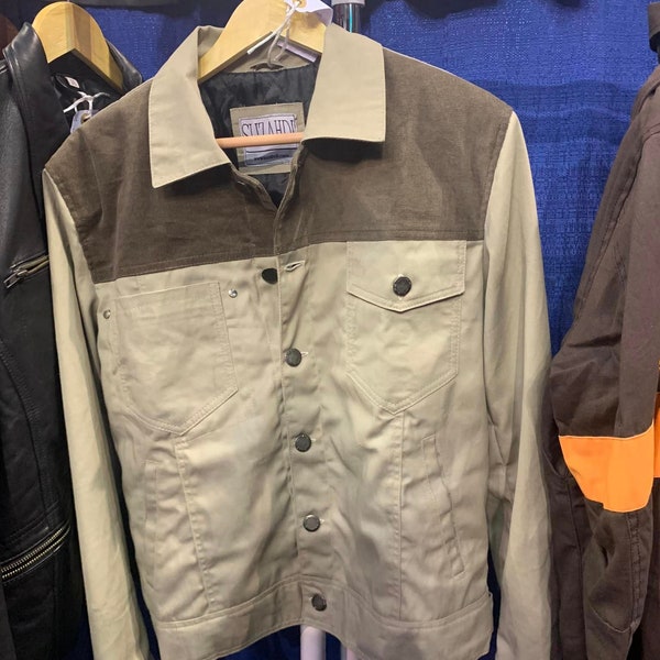 Denim Body & Brown Corduroy Yoke Jacket Made to Order Suzahdi Inspired by Rick Grimes' TWD Style Season 2-3