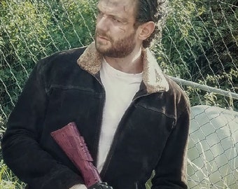 Braune Wildlederjacke von Suzahdi Größen XS - 5XL Auf Bestellung Inspiriert von Rick Grimes TBT Style