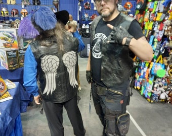 Leather Vest by Suzahdi Sz XS - 3XL & Custom Fit Inspired by Daryl Dixon The Walking Dead Angel Wing Style