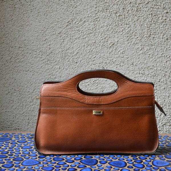 Vintage Brown Leather Clutch Purse