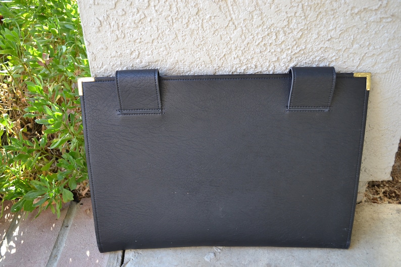 Vintage Vegan Pleather Clip Buckle Closure Attache Case Briefcase