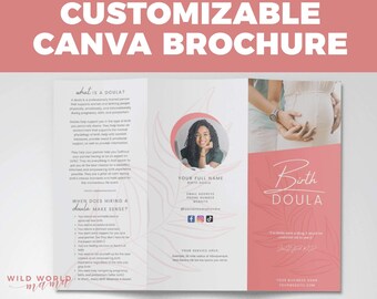Customizable Birth Doula Brochure Canva Template - Doula Marketing