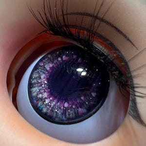 14mm Resin Eye Chips for Blythe Doll - Sparkle Hearts - Slim Low Dome