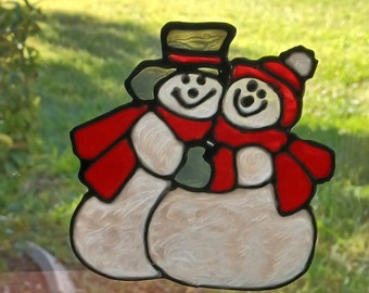 Gallery Glass Window Clings For Christmas, Mr & Mrs Snowman