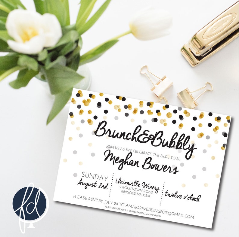 Bridal Shower Brunch And Bubbly Invitation Brunch Invitation Etsy