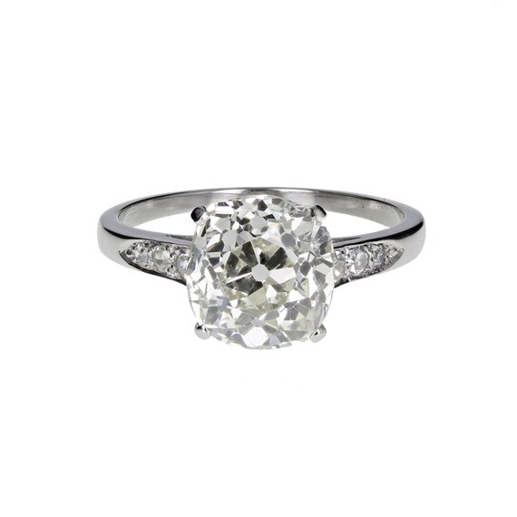 Antique Cushion Cut Diamond Solitaire Ring Etsy