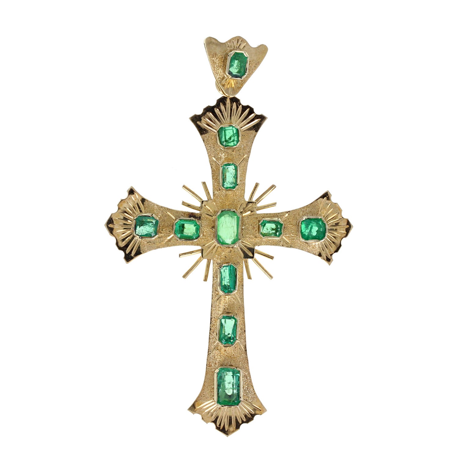 Antique Emerald Set 18ct Gold Cross Etsy