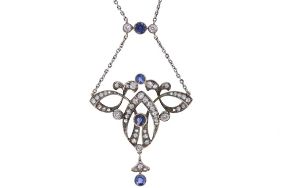 Sapphire and Diamond Belle Époque Pendant