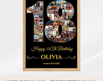 18th Birthday Photo Collage Template: Customizable Keepsake (Digital Download