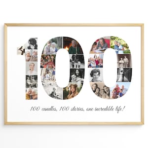 100th Birthday Photo Collage, Customizable 100 Years Loved Gift, 100 Years Celebration, Unique Birthday Decorations for Milestone