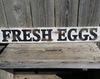 Fresh Eggs Sign: Rustic Farmhouse Kitchen Wood Decor