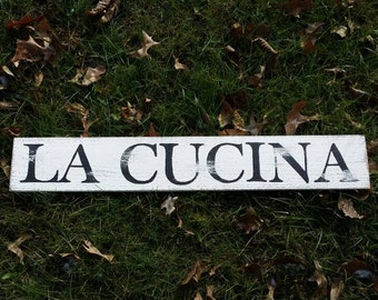 La Cucina Kitchen Sign | Italian Kitchen Sign | Italian Farmhouse Sign | Rustic Wood Wall Art