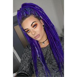 Full set of 40 bright purple dreads, twisted 40cm, handmade, blend of colors, handmade, festival dreads