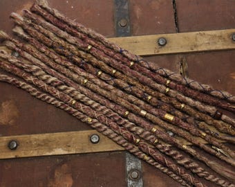 Lot de 10 + 1 dreadlocks synthétiques bohèmes blondes et auburn, dreadlocks festives avec perles, wraps et décorations, dreadlocks temporaires