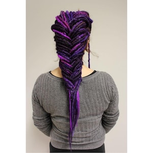Full set of 40 dark purple dreads, burgundy, blended shades, crochet, 40cm, handmade, synthetic dreadlocks