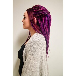 Full set of 40 purple violet, pink and red dreads, twisted dreadlocks, smooth dreads, 40cm, handmade, synthetic dreadlocks
