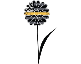 Calcomanía de flor fina dorada para despachador. Calcomanía de margarita para despachador del 911. Calcomanía para despachador de policía. Calcomanía para despachador de bomberos.