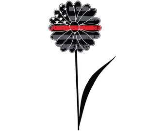 Thin Red Line Firefighter Flower Vehicle Decal.  Vinyl Decal.  Firefighter Sticker.  Firefighter Daisy Decal.