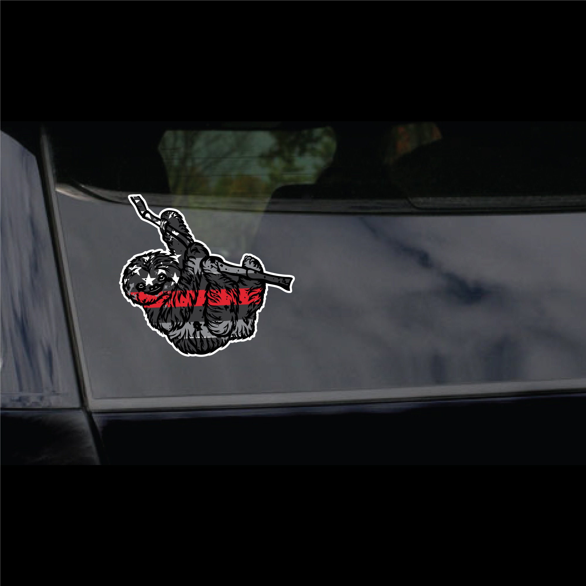 Thin RED Line Firefighter Sloth Car Decal. Vinyl Decal. Firefighters ...