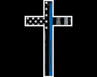 Thin Blue Line CROSS Stickers 2 Pack – AZ House of Stickers