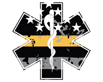 Adesivo para Despachante de Emergência Médica com Linha Dourada Fina. Adesivo para Despachante. Adesivo para Carro de Despachante. Ideia de Presente para Despachante do 911