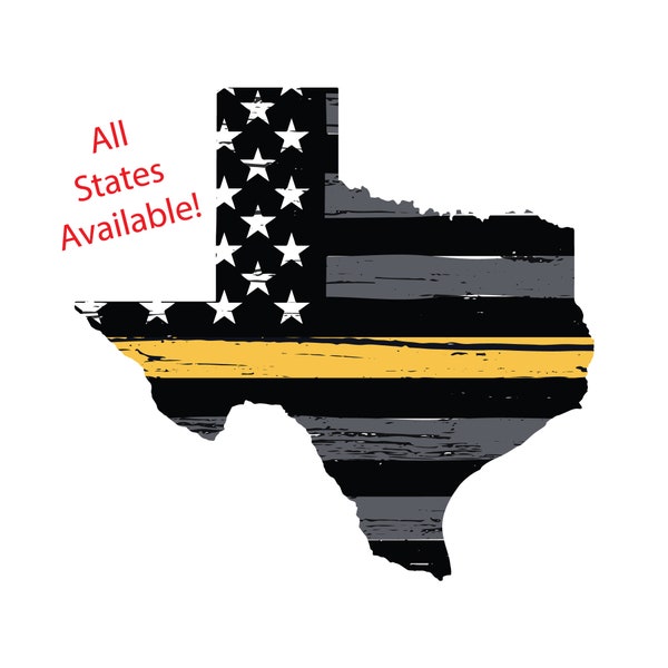 Thin Gold Line Dispatcher State Outline Vehicle Decal.  Vinyl Decal.  Dispatcher Sticker.  Dispatcher Decal. All states available!