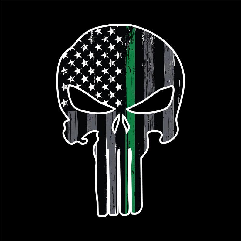 Thin Green Line Punisher Skull Car Decal. Vinyl Decal. | Etsy