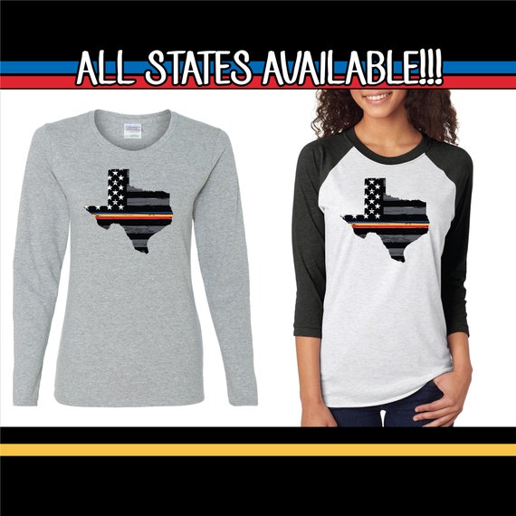 Camiseta de manga larga para mujeres de manga larga de linea azul fina roja dorada o camiseta de beisbol Raglan. Camisa de despachador de bomberos de la policia. Etsy Espana
