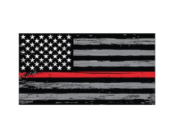 Thin Red Line Firefighter American Flag Distressed Vehicle Decal.  Vinyl Decal.  Firefighter Sticker.  Firefighter Decal.