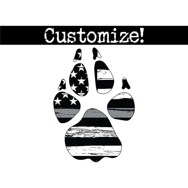 Thin Silver Line Corrections K9 Paw Print Car Decal.  Vinyl Decal.  Corrections Sticker. Correction Officer Decal.  Customizable!