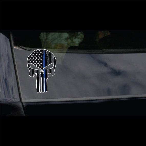 Punisher Skull Police Blue Line Flag Vinyl Car Decal Sticker