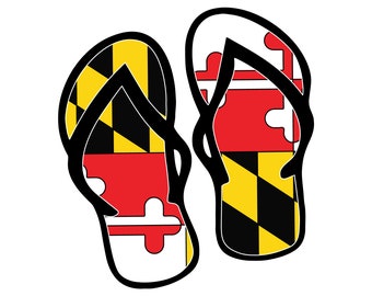 Maryland Vlag Flip Flops Auto Decal. Maryland State Vlag Flip Flops Sticker.  Trots van Maryland