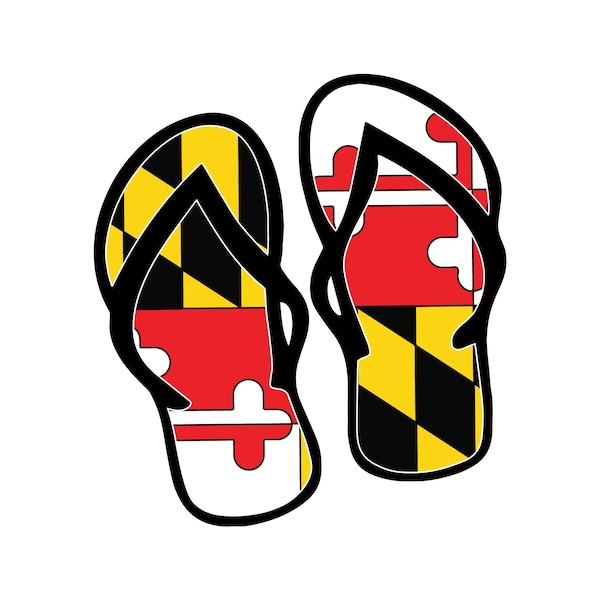 Maryland Flag Flip Flops Car Decal. Maryland State Flag Flip Flops Sticker.  Maryland Pride