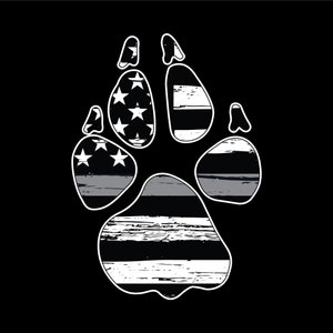Thin Silver Line Corrections K9 Paw Print Car Decal.  Vinyl Decal.  Corrections Sticker. Correction Officer Decal